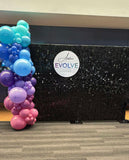 Gold , Pink, Black or Silver Shimmer Wall  with Organic Balloon Garland HIRE
