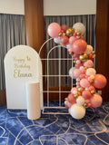 Mesh Arch White or Black or White French Window Backdrop with Balloon Garland HIRE