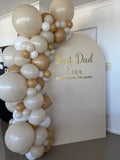 White, Black, Beige, Pink, Blue or Lilac Arch Backdrop Wall Hire with Balloon Garland #WHBD