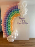 White, Black, Beige, Pink, Blue or Lilac Arch Backdrop Wall Hire with Balloon Garland #WHBD