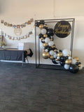 Black Square 3D Frame with Organic Balloon Garland HIRE ITEM