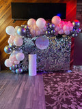 Gold , Pink, Black or Silver Shimmer Wall  with Organic Balloon Garland HIRE
