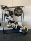 Black Square 3D Frame with Organic Balloon Garland HIRE ITEM