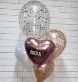 Big Confetti 40cm with 1 Foil  & 3 Std Latex Balloons Bouquet With or Without Personalisation #confettiT3foilboq