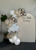 Beige, Pink, Blue or Lilac Arch Backdrop Wall Hire with Balloon Garland #BPBLBD