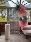 Mesh Arch White or Black or White French Window Backdrop with Balloon Garland HIRE