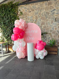 White, Black, Beige, Pink, Blue or Lilac Arch Backdrop Wall Hire with Balloon Garland #WHBD