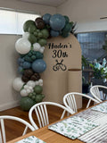 Beige, Pink, Blue or Lilac Arch Backdrop Wall Hire with Balloon Garland #BPBLBD