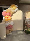 Beige, Pink, Blue or Lilac Arch Backdrop Wall Hire with Balloon Garland #BPBLBD