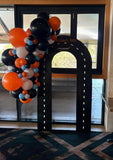 White or Black Open Hollow Arch or White Moon Backdrop Wall Hire with or without Balloon Garland #WHBLKOPENBD