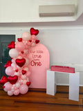Beige, Pink, Blue or Lilac Arch Backdrop Wall Hire with Balloon Garland #BPBLBD