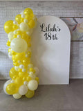 White, Black, Beige, Pink, Blue or Lilac Arch Backdrop Wall Hire with Balloon Garland #WHBD
