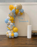 Beige, Pink, Blue or Lilac Arch Backdrop Wall Hire with Balloon Garland #BPBLBD