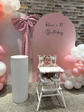 White, Black, Beige, Pink, Blue or Lilac Arch Backdrop Wall Hire with Balloon Garland #WHBD