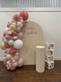 Beige, Pink, Blue or Lilac Arch Backdrop Wall Hire with Balloon Garland #BPBLBD
