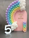 Beige, Pink, Blue or Lilac Arch Backdrop Wall Hire with Balloon Garland #BPBLBD