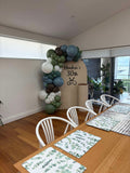 White, Black, Beige, Pink, Blue or Lilac Arch Backdrop Wall Hire with Balloon Garland #WHBD
