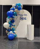 White, Black, Beige, Pink, Blue or Lilac Arch Backdrop Wall Hire with Balloon Garland #WHBD