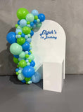 White, Black, Beige, Pink, Blue or Lilac Arch Backdrop Wall Hire with Balloon Garland #WHBD