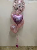 Big Confetti 40cm with 1 Foil  & 3 Std Latex Balloons Bouquet With or Without Personalisation #confettiT3foilboq