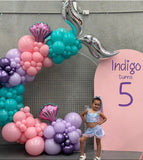 Beige, Pink, Blue or Lilac Arch Backdrop Wall Hire with Balloon Garland #BPBLBD