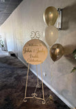 Easel  and Disc with  Balloon Garland HIRE Price from