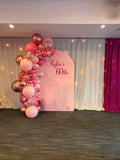 Beige, Pink, Blue or Lilac Arch Backdrop Wall Hire with Balloon Garland #BPBLBD