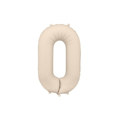 Giant Beige Nude Foil Balloon Number #0 Zero 86cm INFLATED #76327