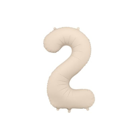 Giant Beige Nude Foil Balloon Number #2 Two 86cm INFLATED #76341