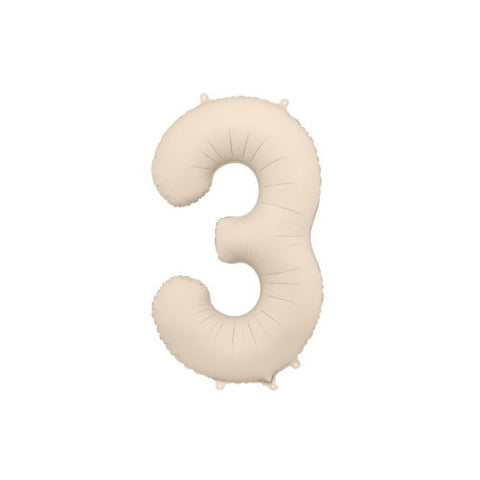 Giant Beige Nude Foil Balloon Number #3 Three 86cm INFLATED #76358