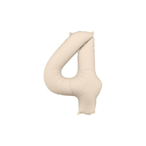 Giant Beige Nude Foil Balloon Number #4 Four 86cm INFLATED #76365