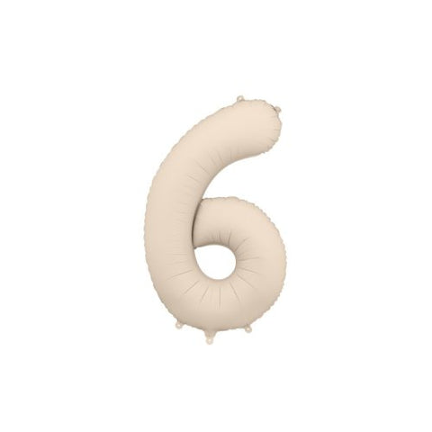 Giant Beige Nude Foil Balloon Number #6 Six 86cm INFLATED #76389