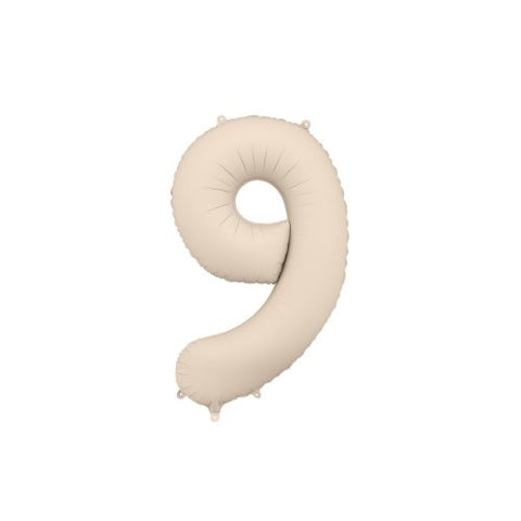 Giant Beige Nude Foil Balloon Number #9 Nine 86cm INFLATED #76419
