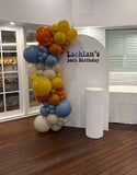 White, Black, Beige, Pink, Blue or Lilac Arch Backdrop Wall Hire with Balloon Garland #WHBD