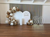 White or Black Arch Backdrop Wall Hire with Balloon Garland #WHBLKBD