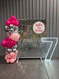 Gold , Pink, Black or Silver Shimmer Wall  with Organic Balloon Garland HIRE