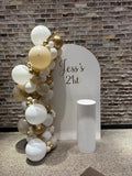 White, Black, Beige, Pink, Blue or Lilac Arch Backdrop Wall Hire with Balloon Garland #WHBD