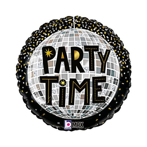 Party Time Disco 46cm Round Foil Balloon INFLATED #263208