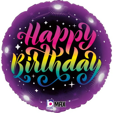 Neon Birthday 46cm Round Foil Balloon INFLATED #263680