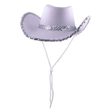 Cowboy Hat Sequins Trim - Pink or White or Black