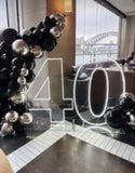 Neon LED 120cm Light Up Numbers With Freestanding Garlands Package White or Multi Coloured