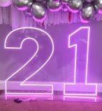Neon Light Up Numbers White or Multi Coloured