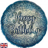 Metallic Glitter Navy Gold Happy Birthday 45cm 18 inch INFLATED #226393