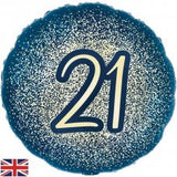 Metallic Glitter Navy Gold 21 21th Birthday 45cm 18 inch INFLATED #226430