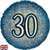 Metallic Glitter Navy Gold 30 30th Birthday 45cm 18 inch INFLATED #226447