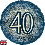 Metallic Glitter Navy Gold 40 40th Birthday 45cm 18 inch INFLATED #226454