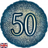 Metallic Glitter Navy Gold 50 50th Birthday 45cm 18 inch INFLATED #226461