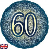 Metallic Glitter Navy Gold 60 60th Birthday 45cm 18 inch INFLATED #226478