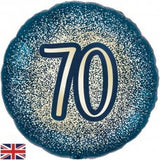 Metallic Glitter Navy Gold 70 70th Birthday 45cm 18 inch INFLATED #226485