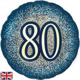 Metallic Glitter Navy Gold 80 80th Birthday 45cm 18 inch INFLATED #226492